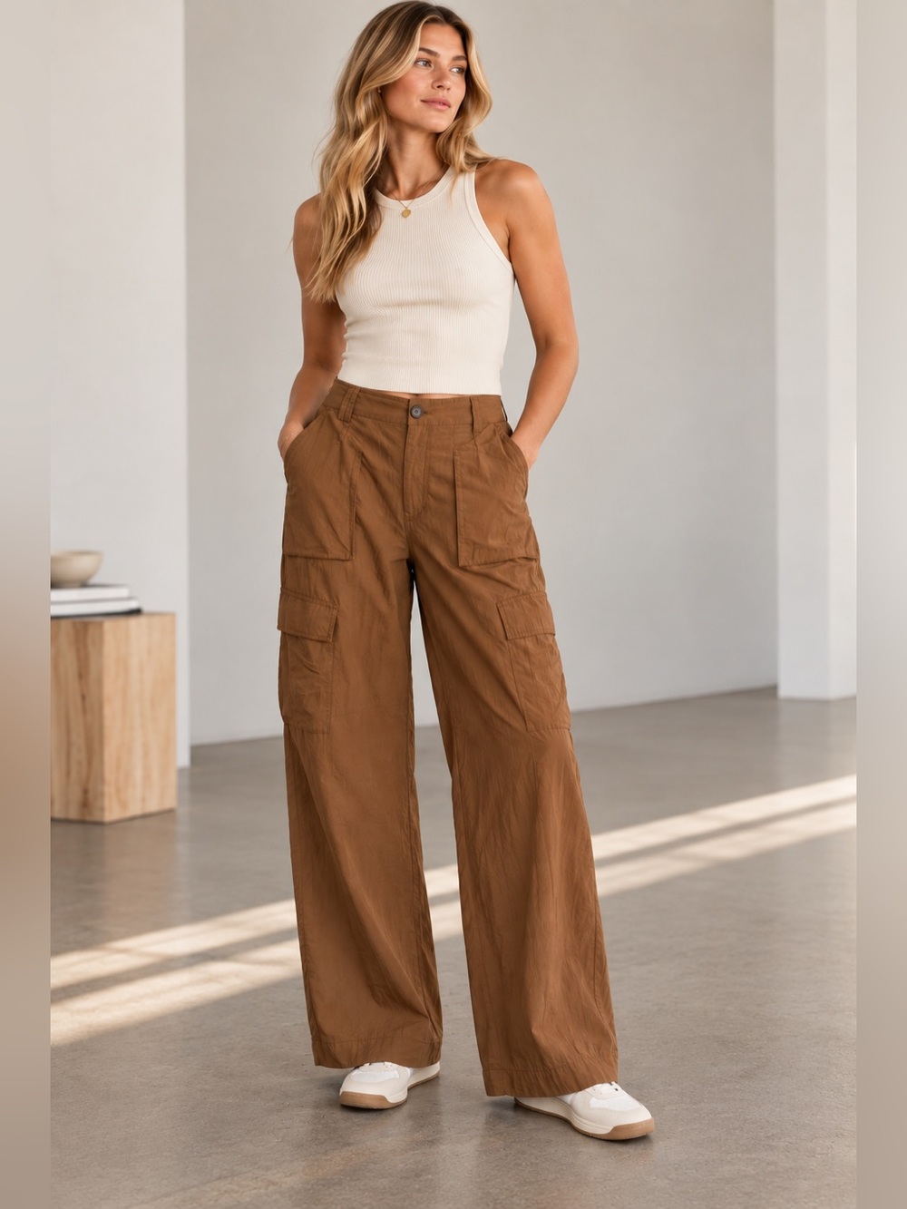 Vince Wide Leg Cargo Camel Brown Pants